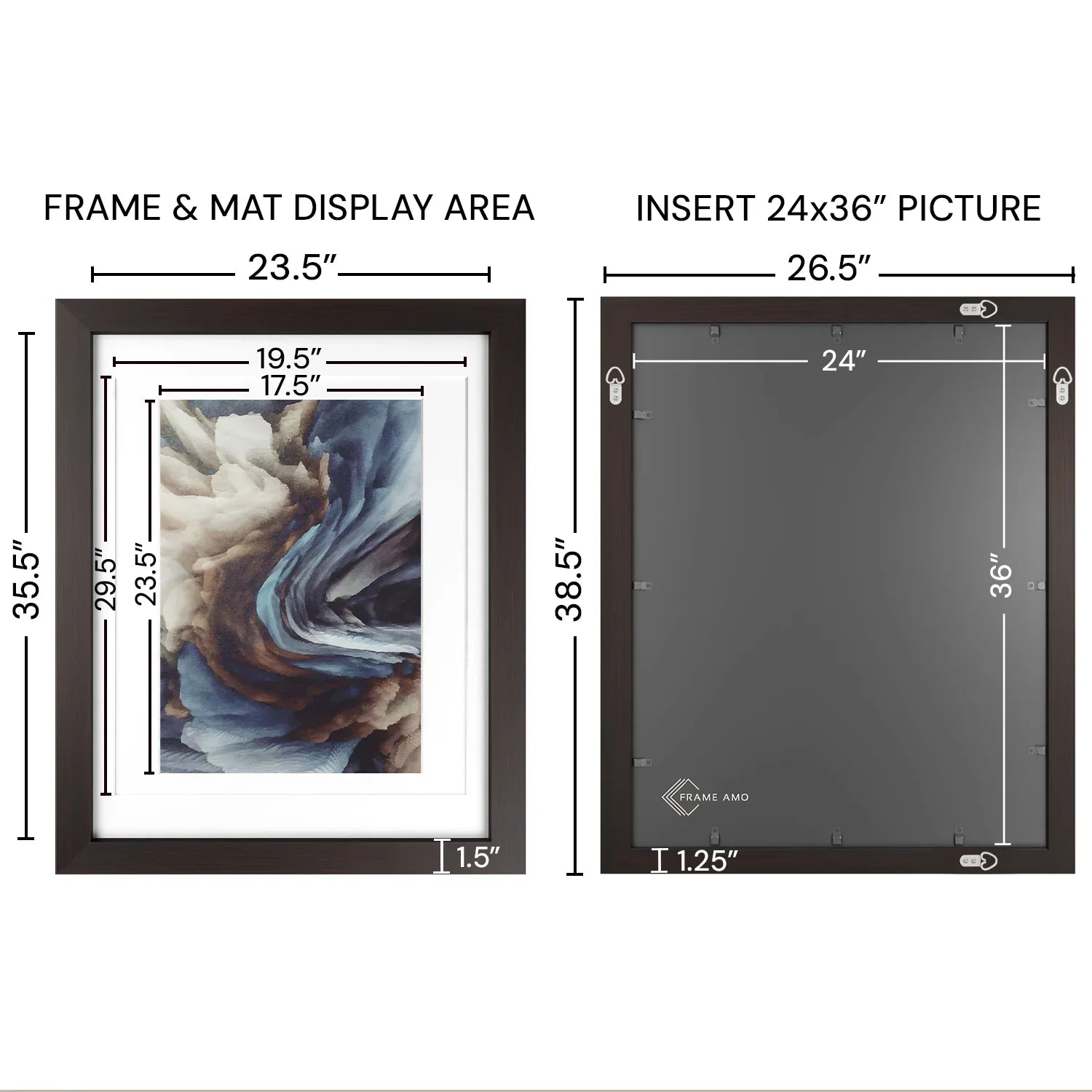 24x36 Multi-Mat Wood Frame - Signature Glass