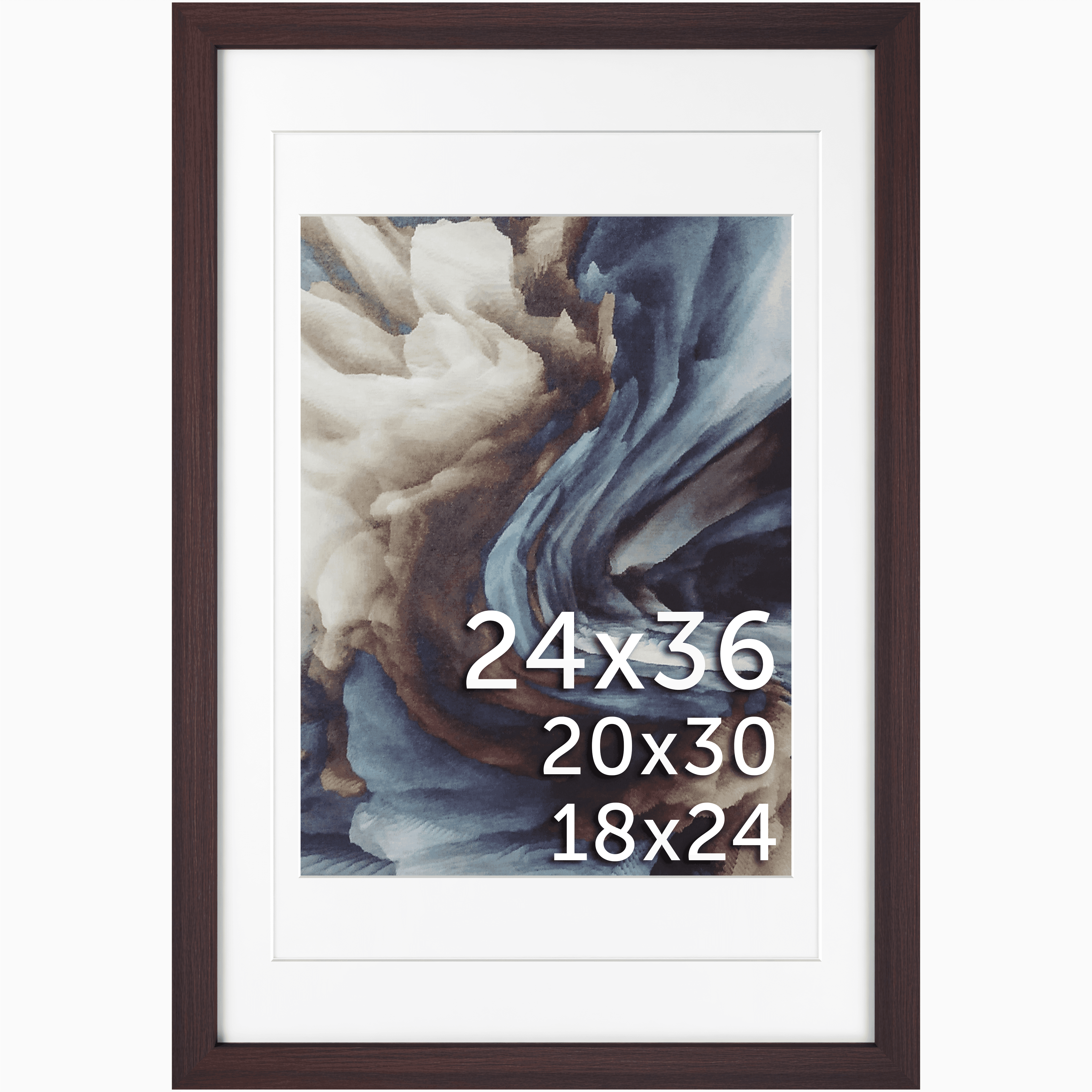 24x36 Wood Frame Double Matted to 20x30 and 18x24 - Glass