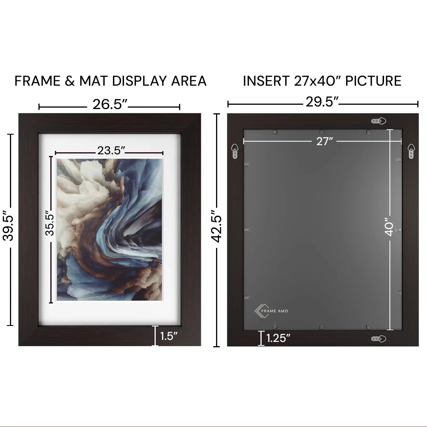 27x40 Marco Foto Madera Mate