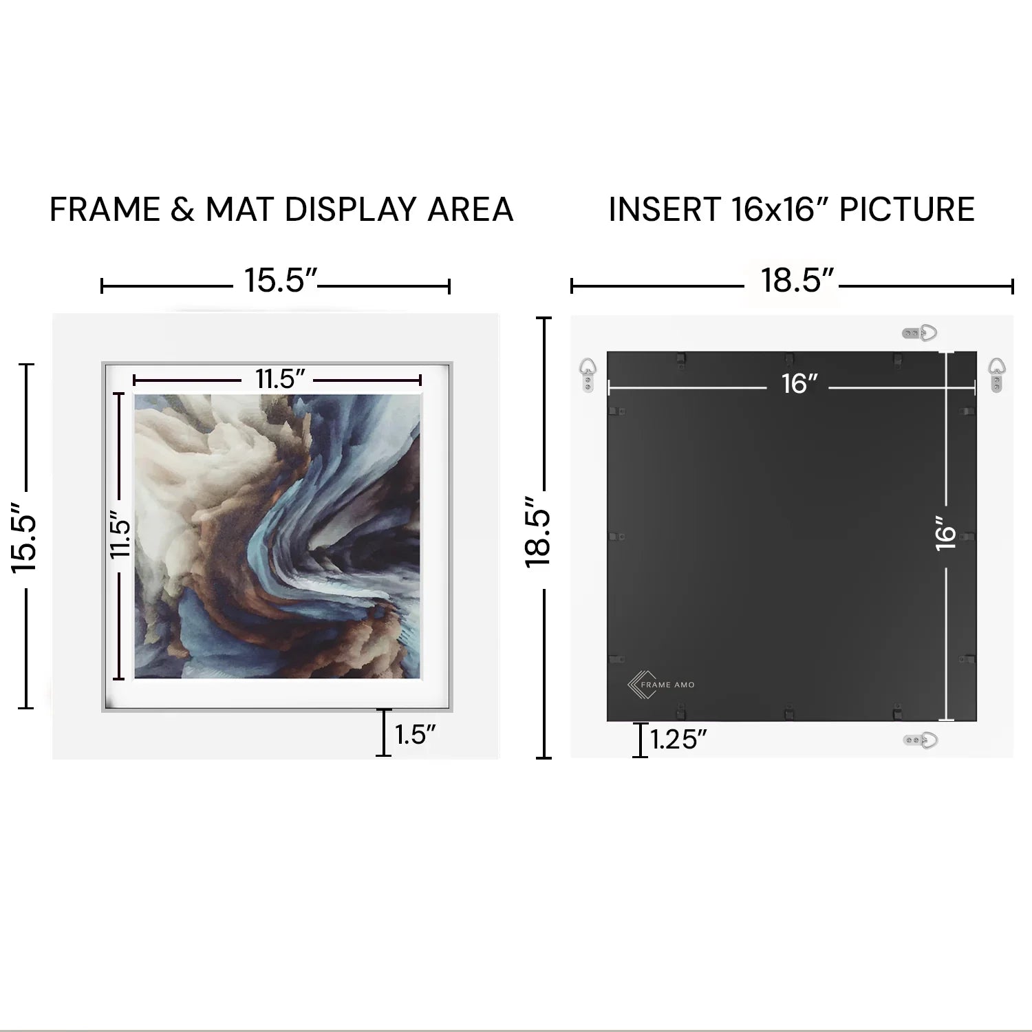 16x16 Matted Wood Frame - Signature Glass