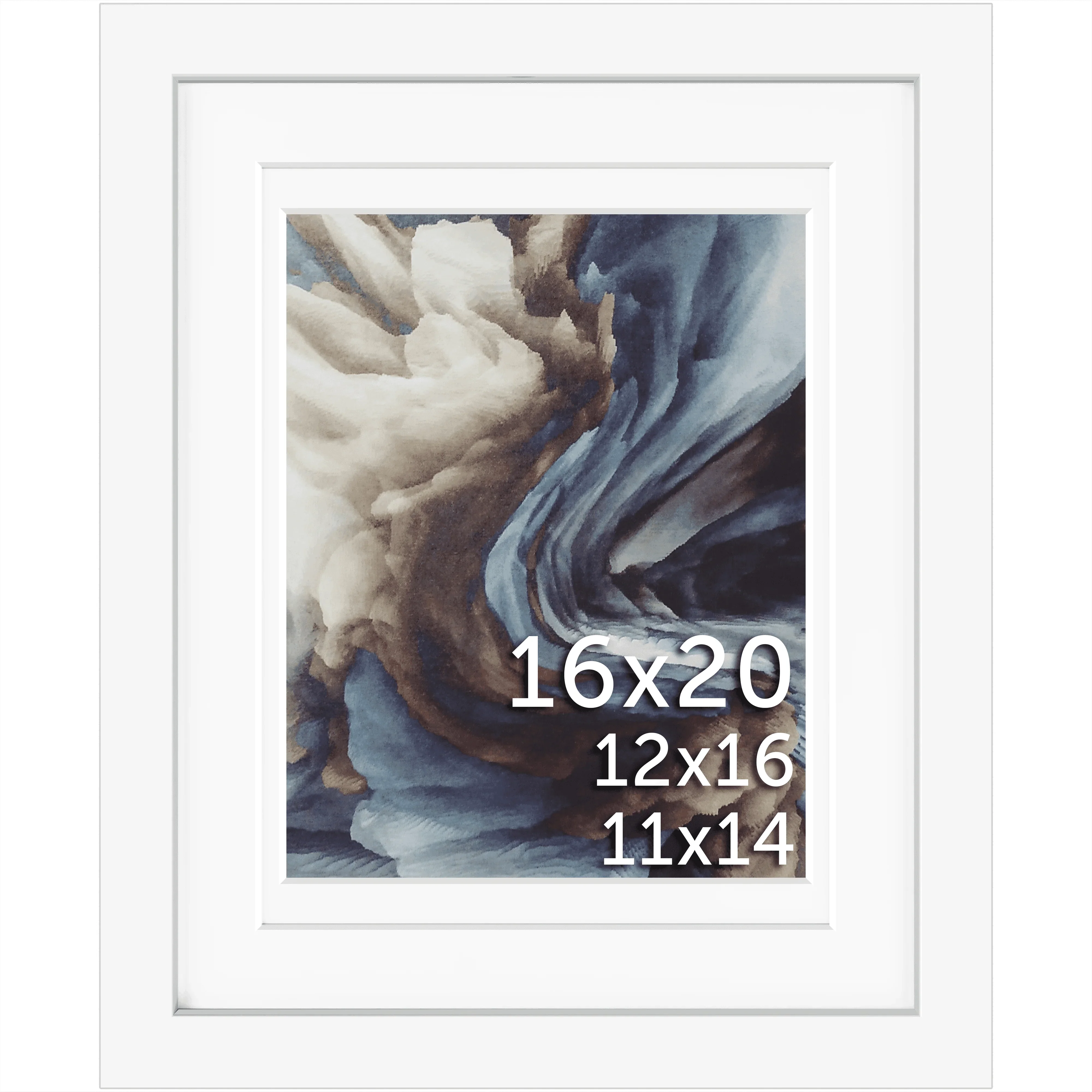 16x20 Wood Frame Double Matted to 12x16 and 11x14 - Glass