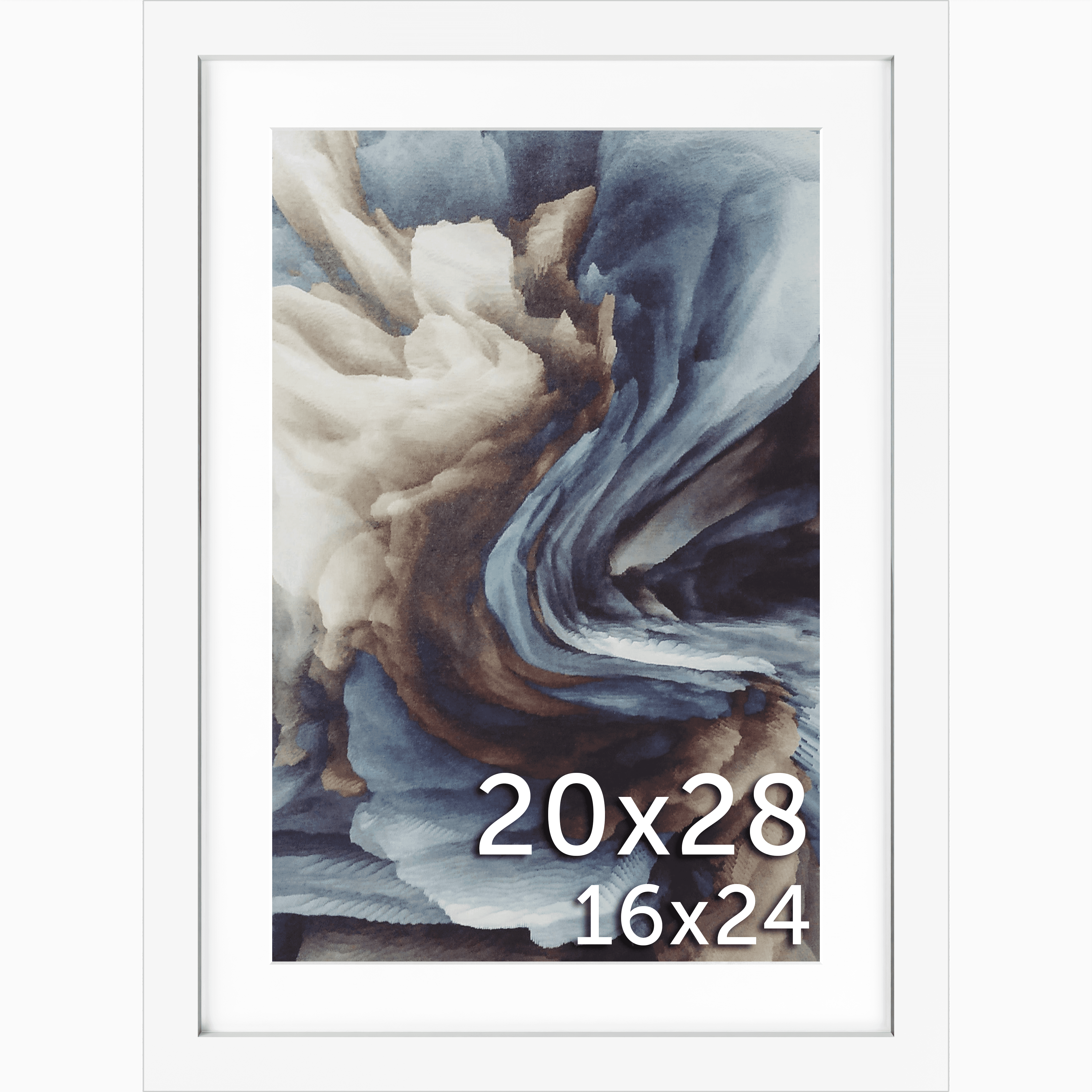 20x28 Wood Frame Matted to 16x24 - Glass