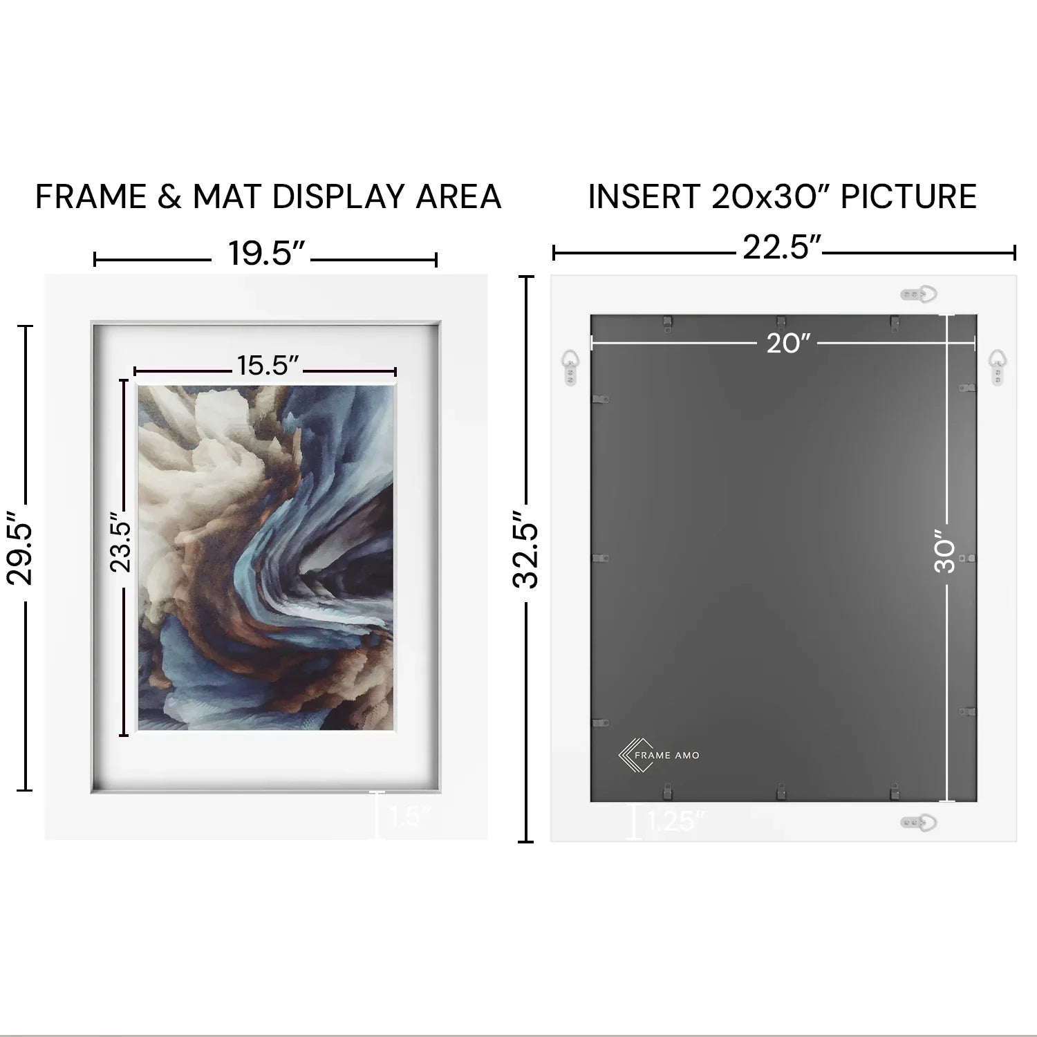 20x30 Marco Foto Madera Mate