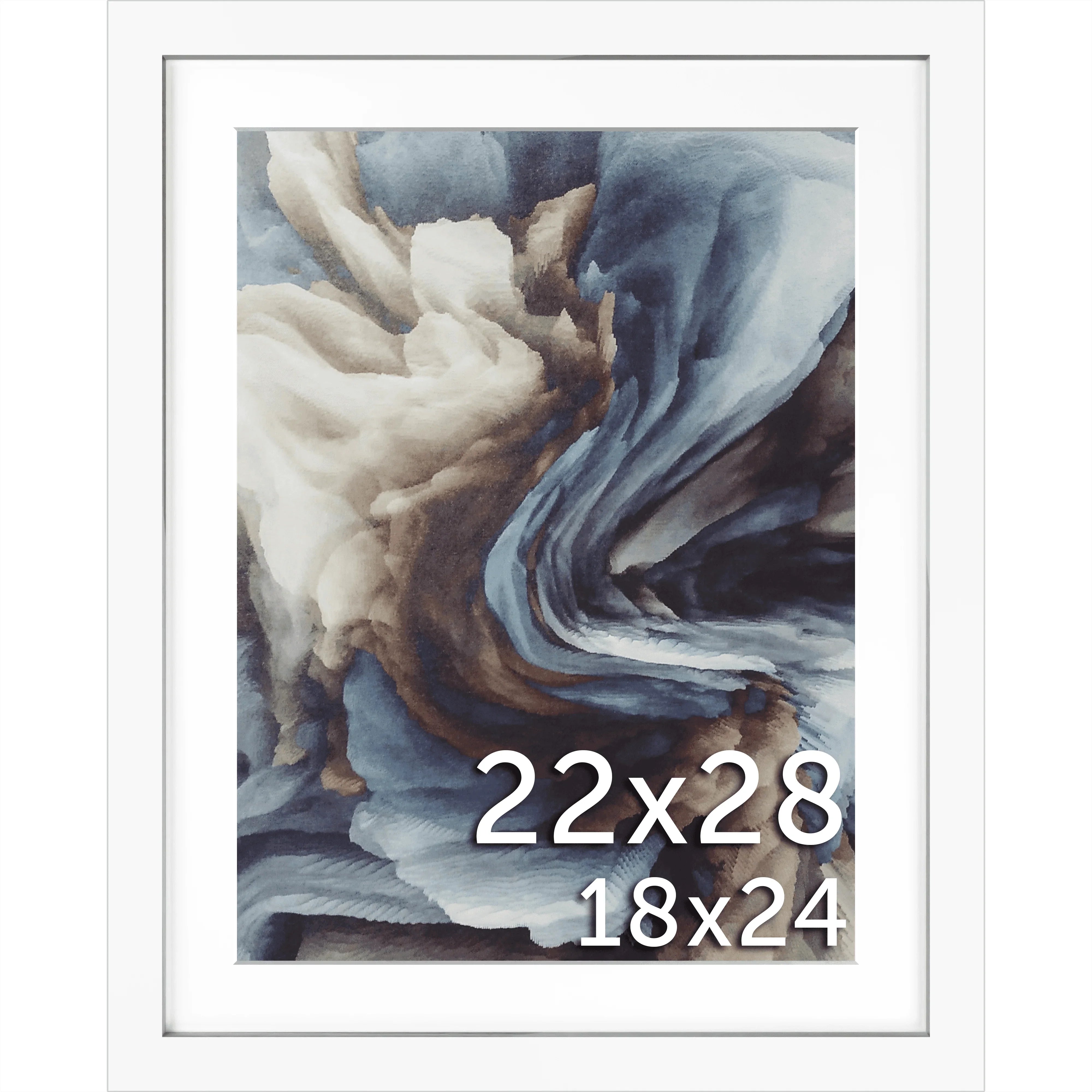 22x28 Wood Frame Matted to 18x24 - Glass