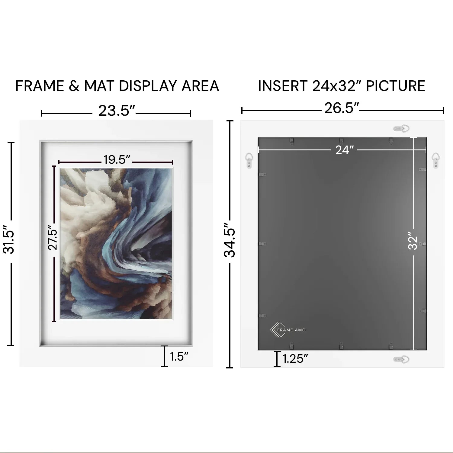24x32 Matted Wood Frame - Signature Glass
