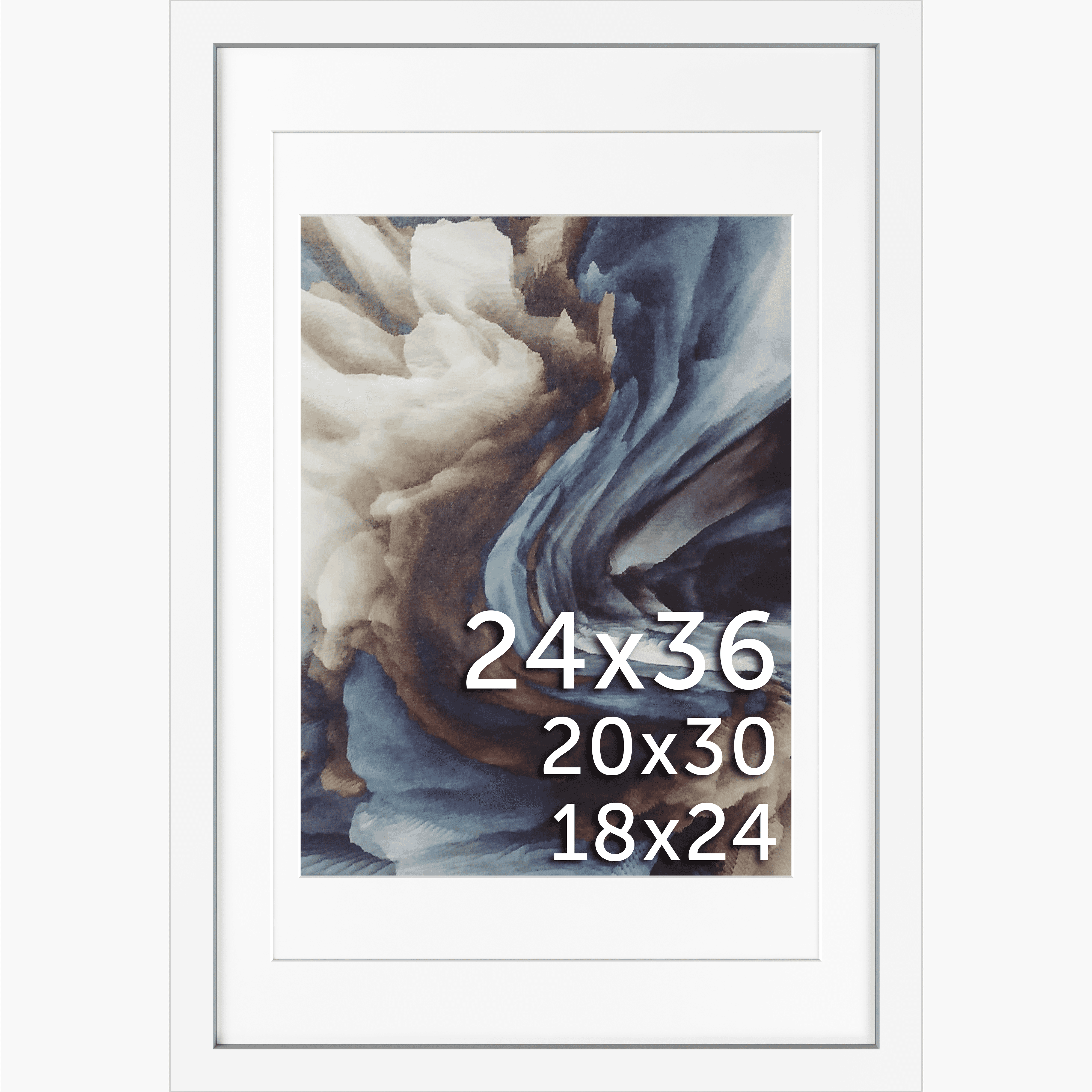 24x36 Wood Frame Double Matted to 20x30 and 18x24 - Glass