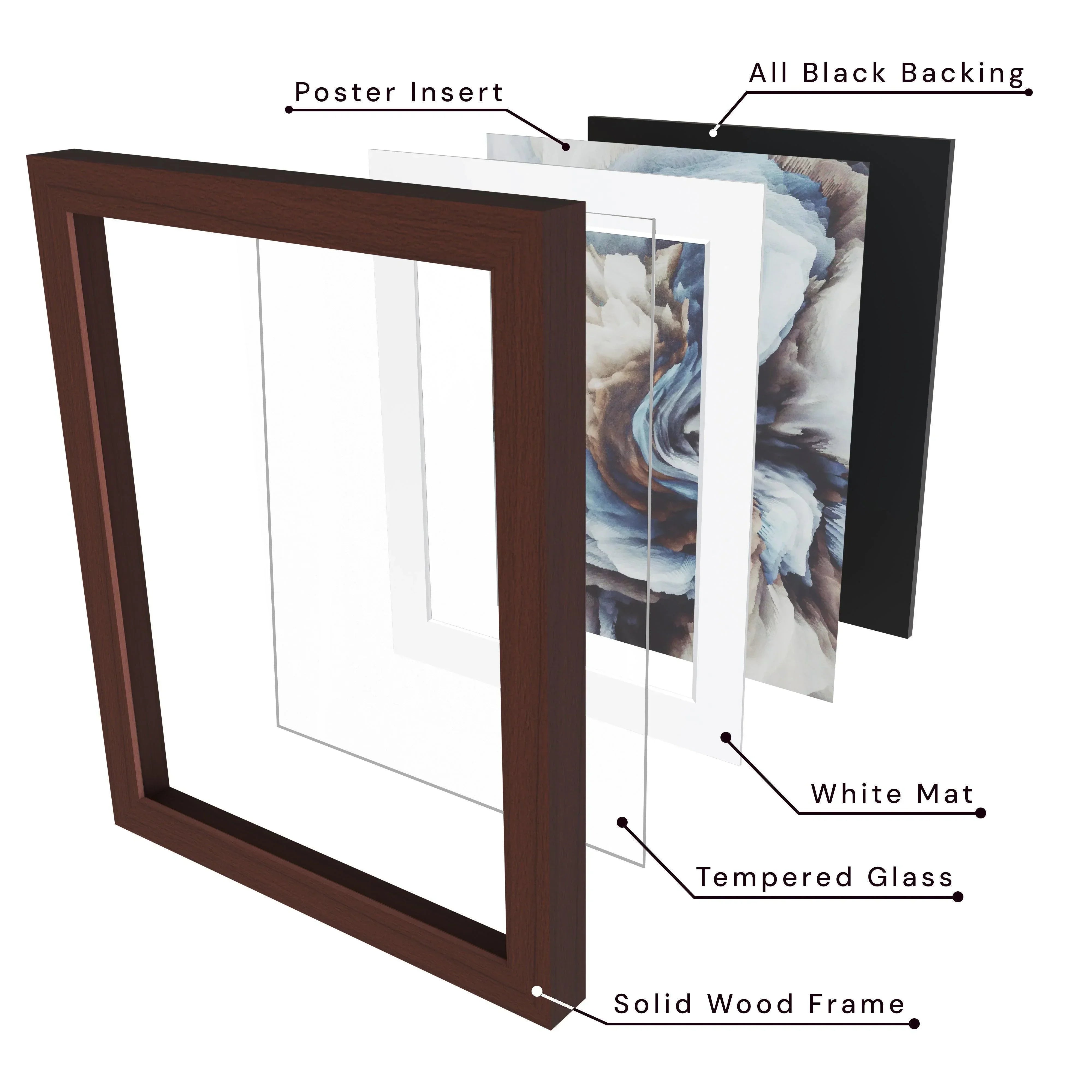 24x30 Matted Wood Frame - Signature Glass
