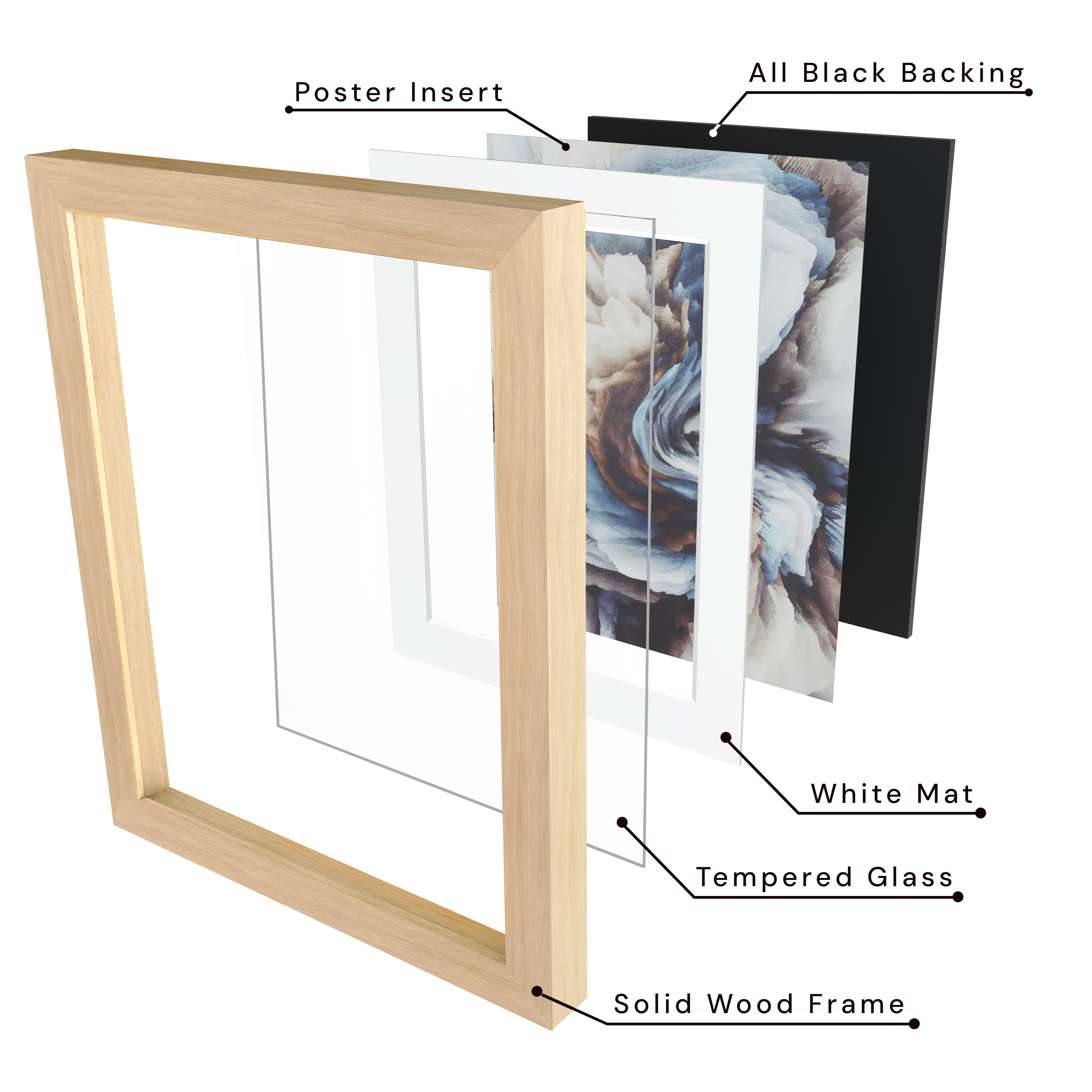 24x30 Matted Wood Frame - Signature Glass