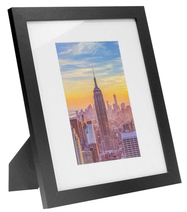 10x12-6x9 Black Picture Frame, White Mat with 5.5x8.5 opening, 1 Inch Border, Glass Front, for Wall or Table