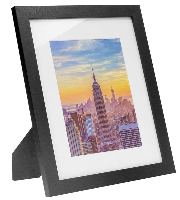 10x12-7x9 Black Picture Frame, White Mat with 6.5x8.5 opening, 1 Inch Border, Glass Front, for Wall or Table