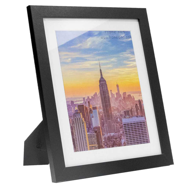 10x12-8x10 Black Picture Frame, White Mat with 7.5x9.5 opening, 1 Inch Border, Glass Front, for Wall or Table