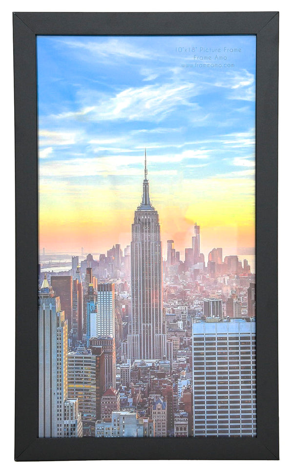10x18 Black Modern Picture or Poster Frame, 1 inch Wide Border, Acrylic Face
