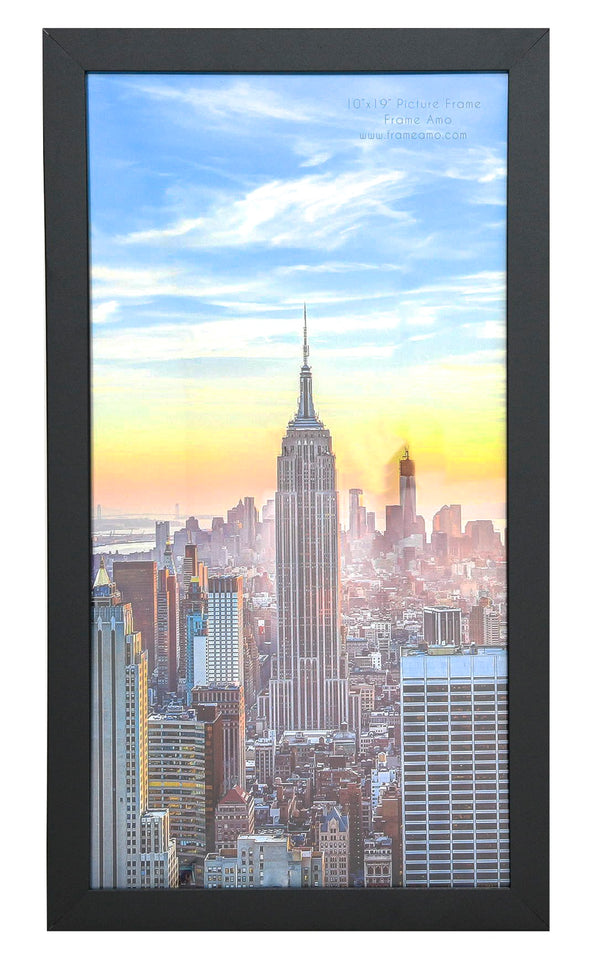 10x19 Black Modern Picture or Poster Frame, 1 inch Wide Border, Acrylic Front