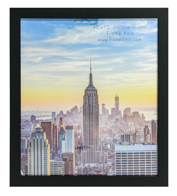 13x15 Black Modern Picture or Poster Frame, 1 inch Wide Border, Acrylic Front