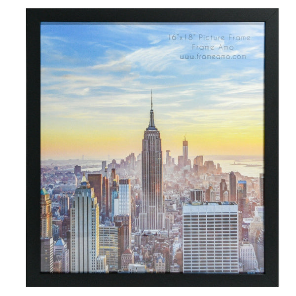 16x18 Black Modern Picture or Poster Frame, 1 inch Wide Border, Acrylic Front
