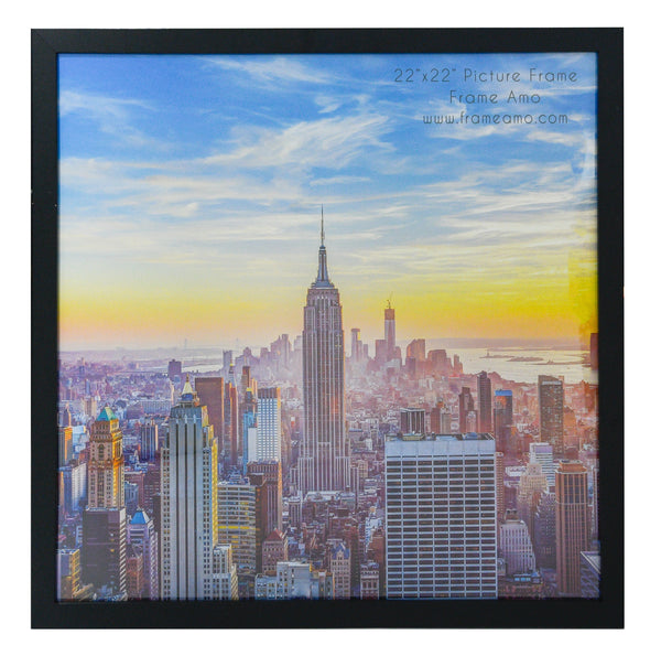 22x22 Modern Picture or Poster Frame, 1 inch Wide Border, Acrylic Front