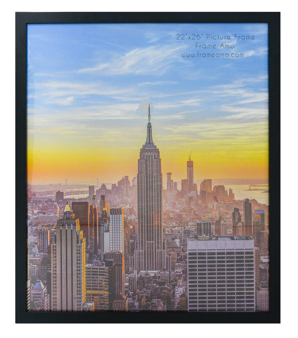 22x26 Black Modern Picture or Poster Frame, 1 inch Wide Border, Acrylic Front