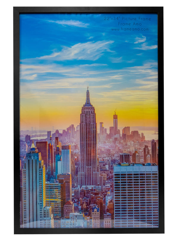 22.375x34 Black Modern Picture or Poster Frame, 1 inch Wide Border, Acrylic Front