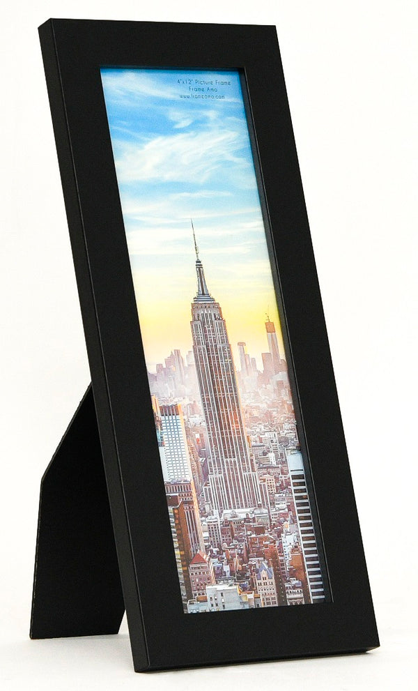 4x12 Modern Picture Frame, 1 inch Border, Glass Front, for Wall or Table