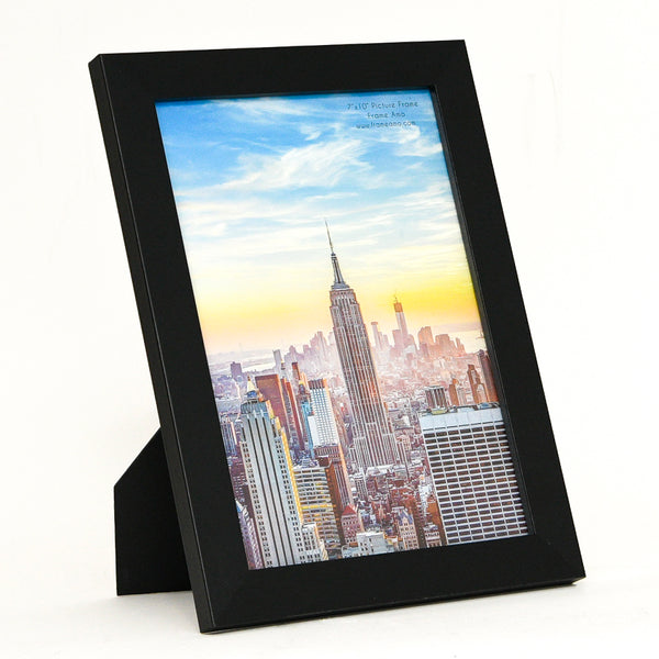 7x10 Black Modern Picture Frame, 1 inch Border, Glass Front, for Wall or Table