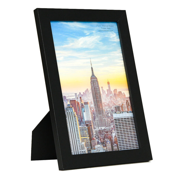 7x11 Black Modern Picture Frame, 1 inch Border, Glass Front, for Wall or Table