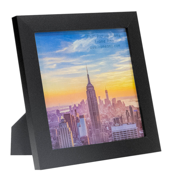 7x7 Modern Picture Frame, 1 inch Border, Glass Front, for Wall or Table