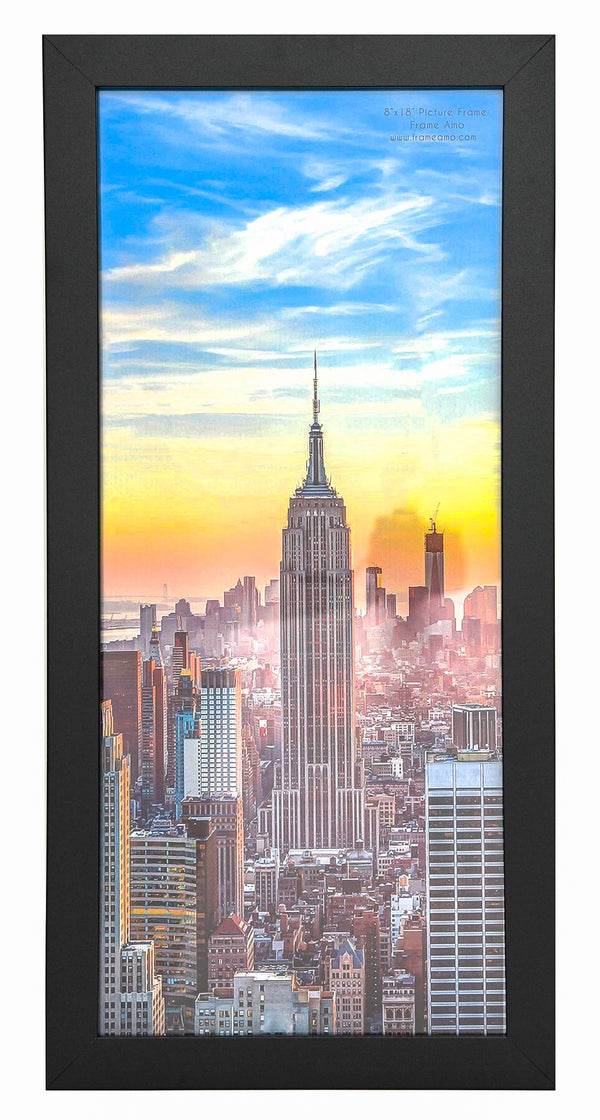 8x18 Black Modern Picture or Poster Frame, 1 inch Wide Border, Acrylic Front