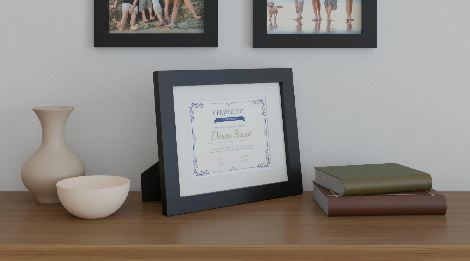 11x14 solid wood picture frame propped up on its easel back 