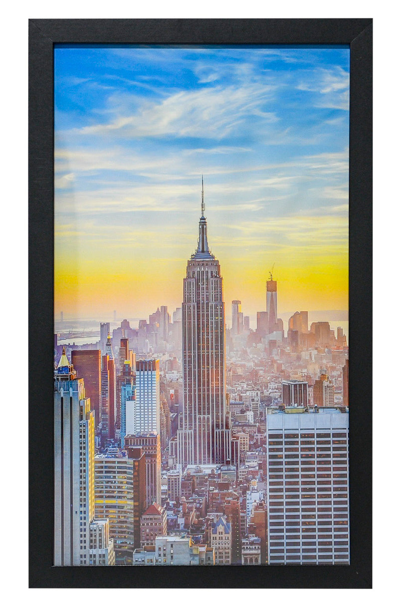11x19 Black Modern Picture or Poster Frame, 1 inch Wide Border, Acrylic Front