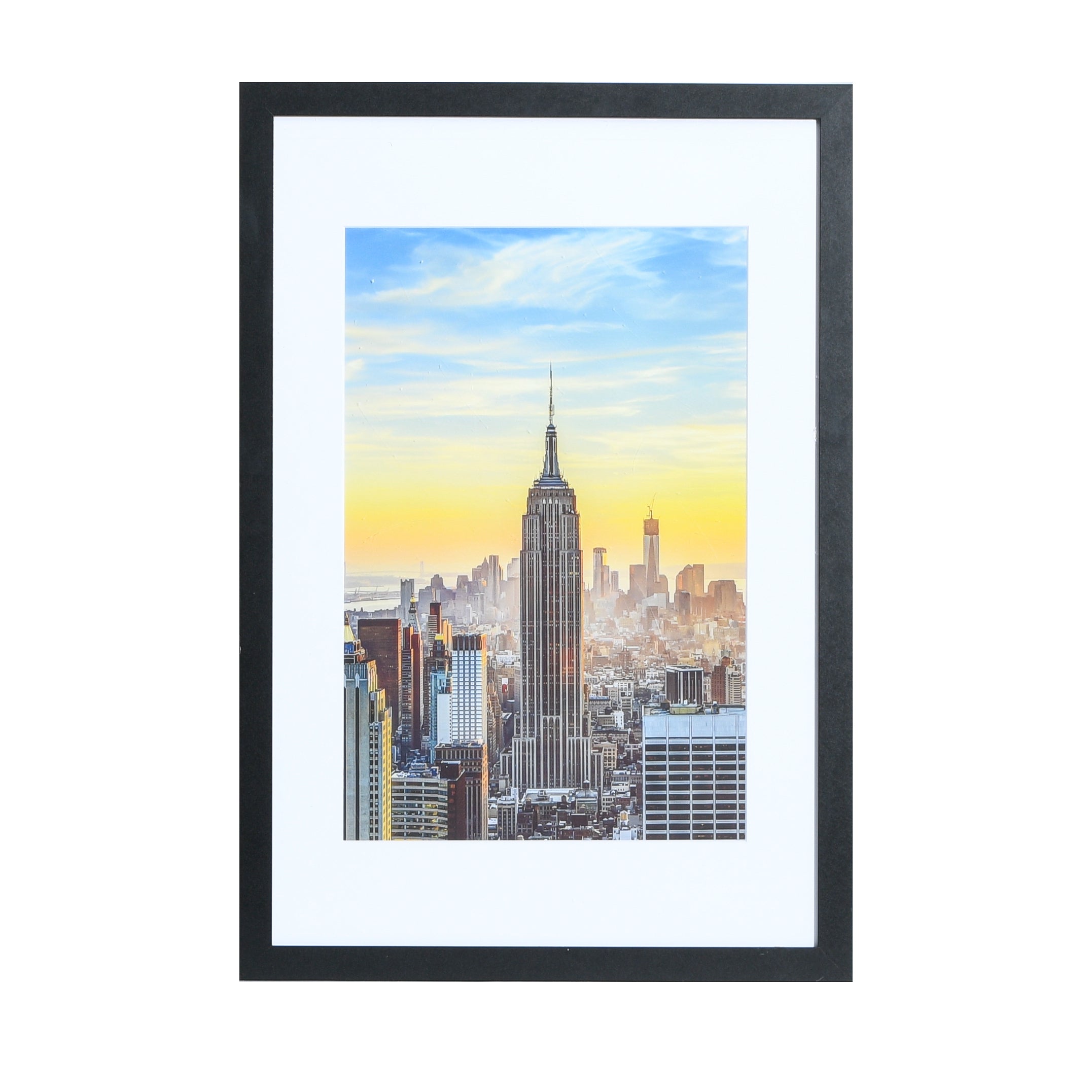 16x24-12x18 Modern Picture Frame, with White Mat, 1 inch Wide Border, Acrylic Front