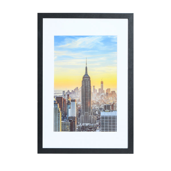 A2-A3 Modern Picture Frame, with White Mat, 1 inch Wide Border, Acrylic Front (16.5x23.4 to 11.7x16.5)