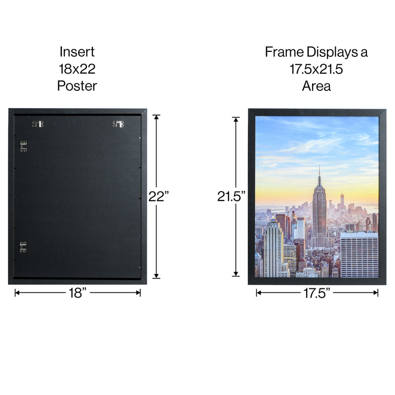 18x22 Modern Picture or Poster Frame, 1 inch Wide Border, Acrylic Front