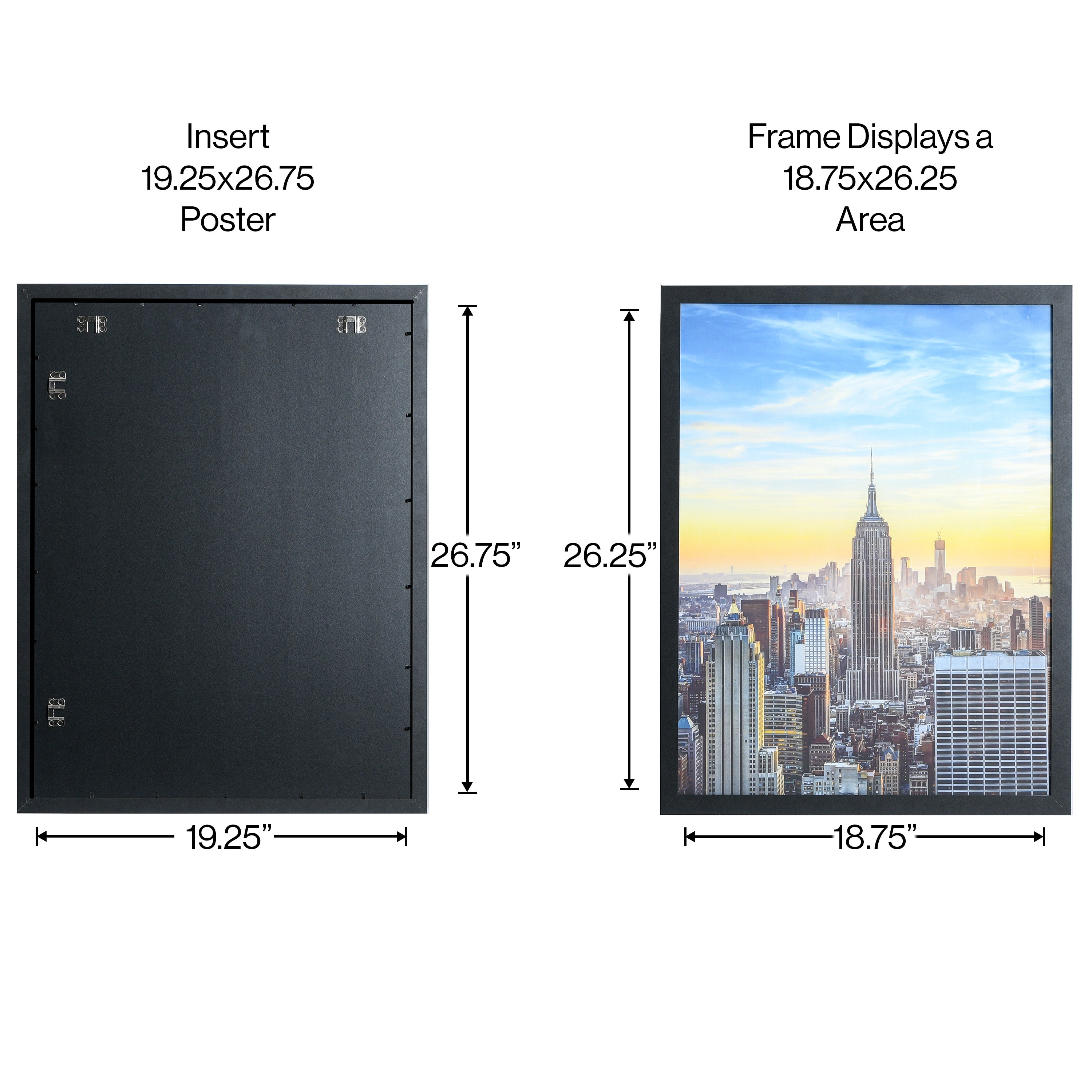 19.25x26.75 Modern Puzzle or Poster Frame, 1 inch Wide Border, Acrylic Front