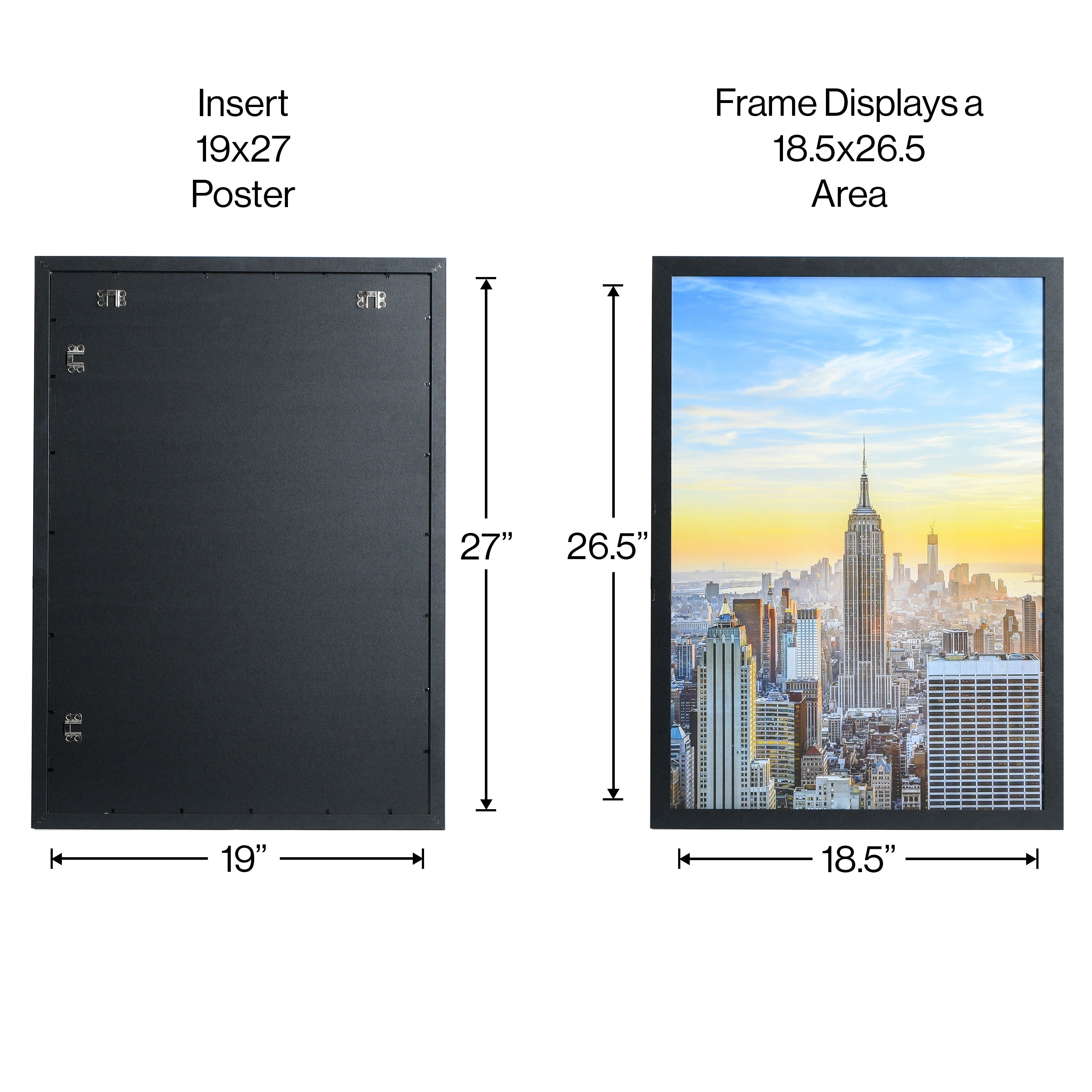 19x27 Modern Picture or Poster Frame, 1 inch Wide Border, Acrylic Front