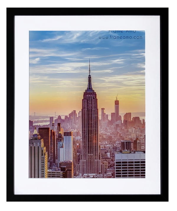 24x28-20x24 Modern Picture Frame, with White Mat, 1 inch Wide Border, Acrylic Front