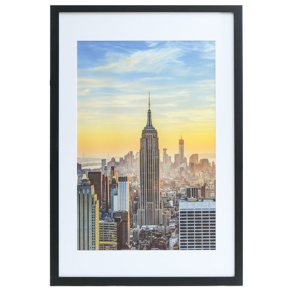 A1-A2 Modern Picture Frame, with White Mat, 1 inch Wide Border, Acrylic Front (23.4x33.1 to 16.5x23.4)