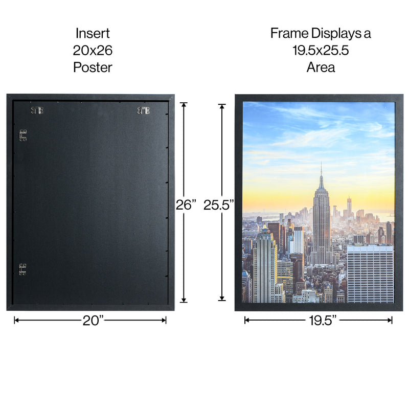 20x26 Modern Picture or Poster Frame, 1 inch Wide Border, Acrylic Front
