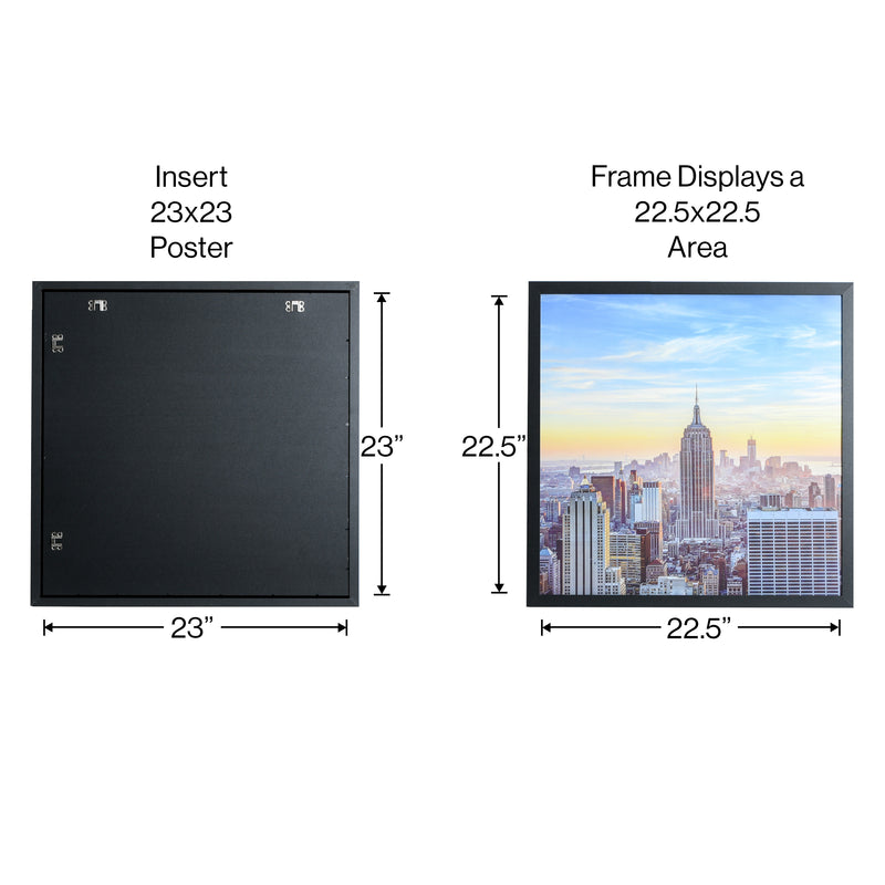 23x23 Modern Picture or Poster Frame, 1 inch Wide Border, Acrylic Front