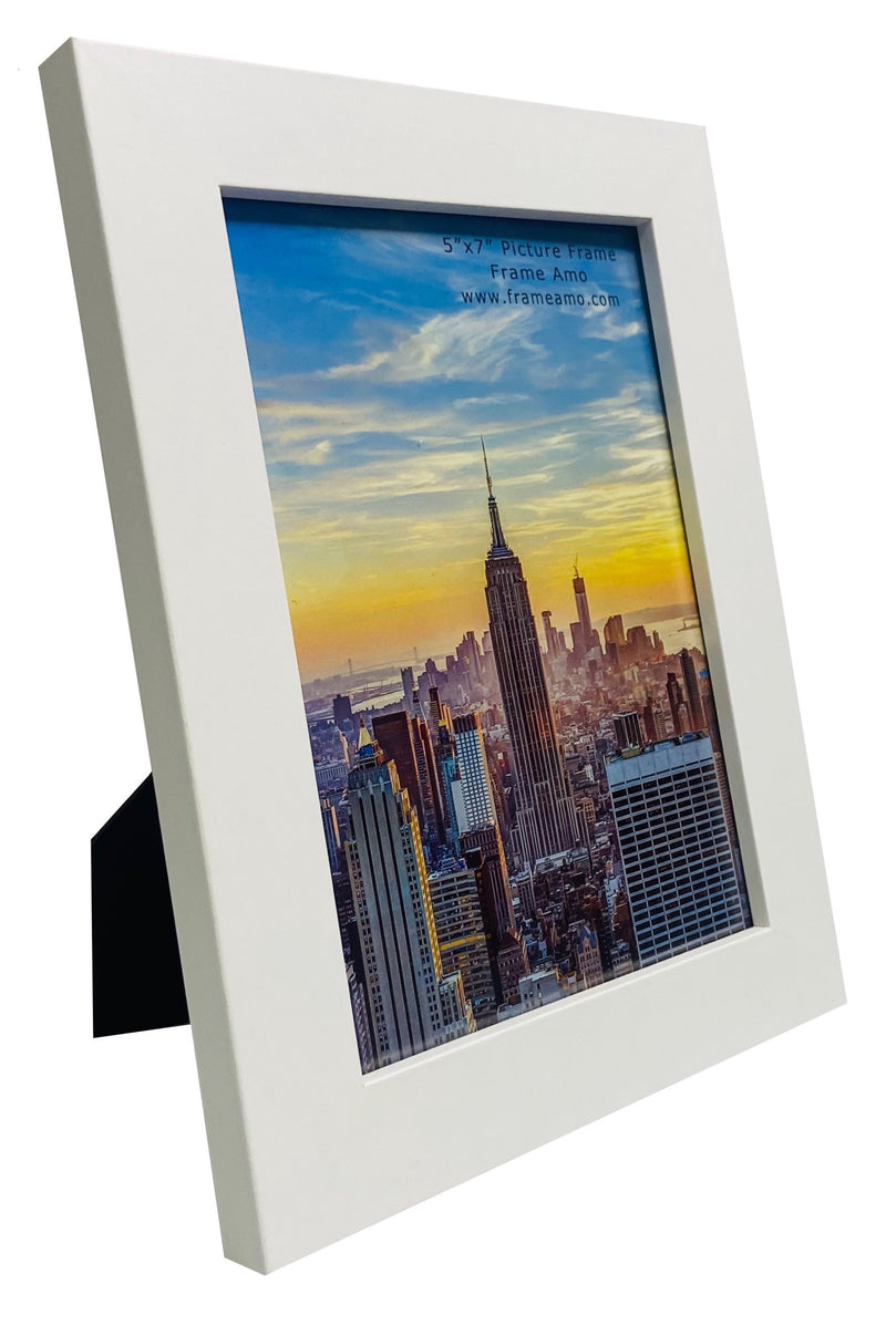 5x7 Modern Picture Frame, 1 inch Border, Glass Front, for Wall or Table