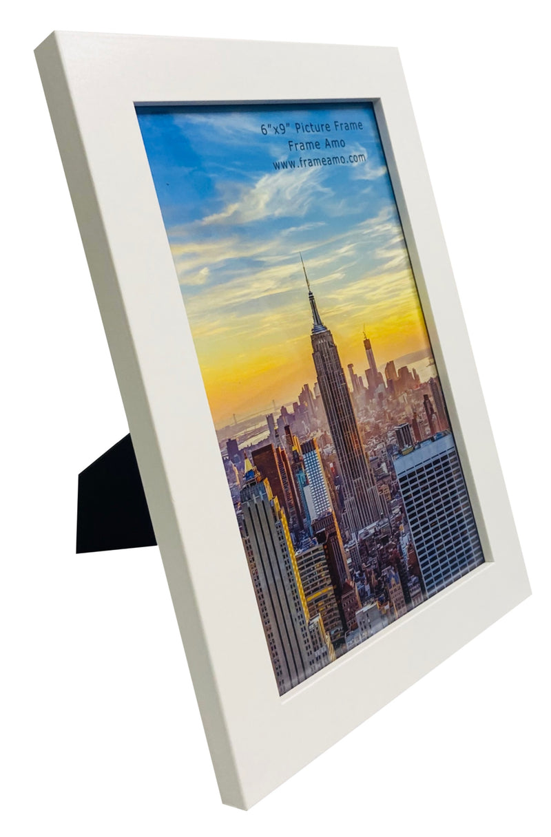 6x9 Modern Picture Frame, 1 inch Border, Glass Front, for Wall or Table