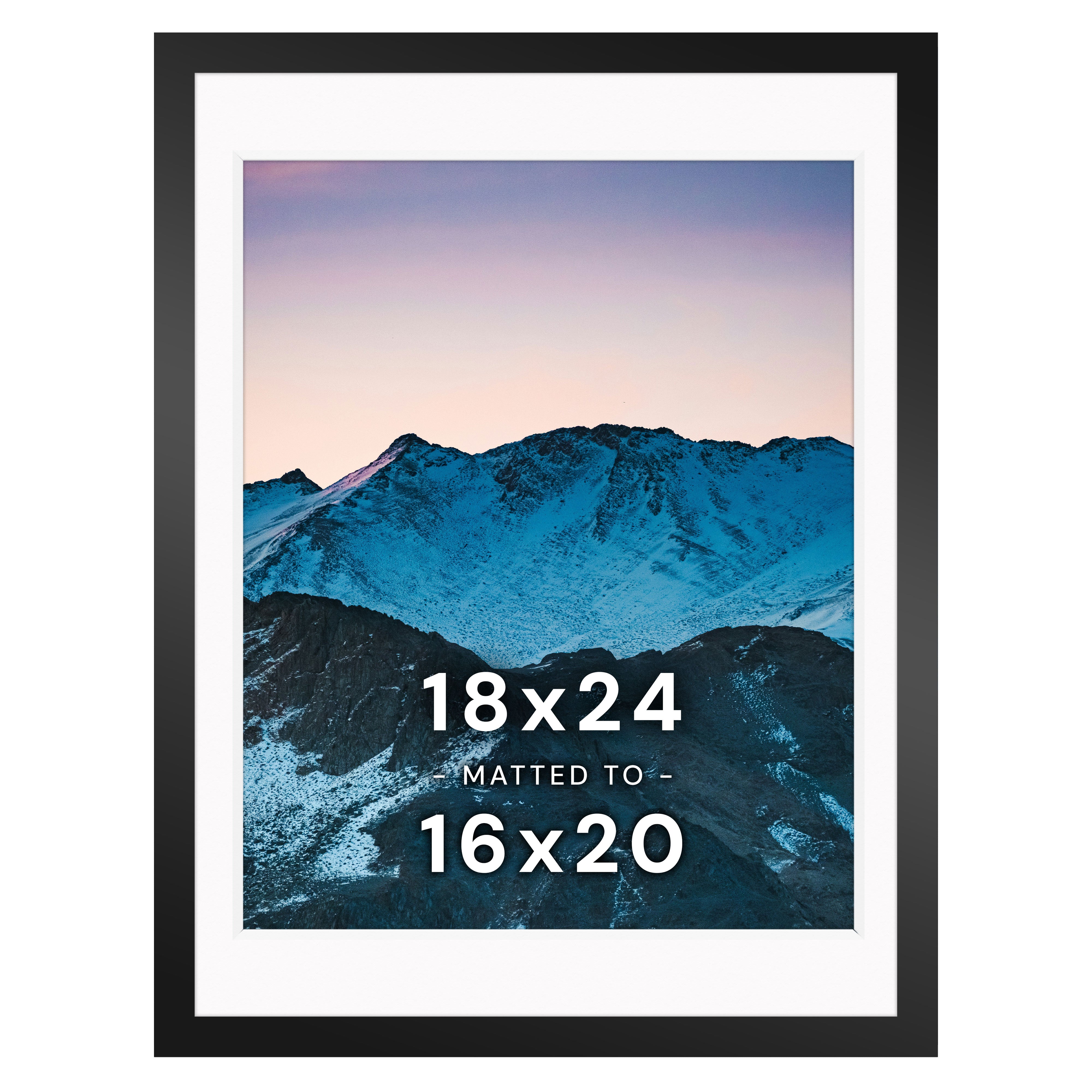 AMO ページ 18x24 Solid Wood Frame, Matted to 12x18, Acrylic Front | Frame Amo