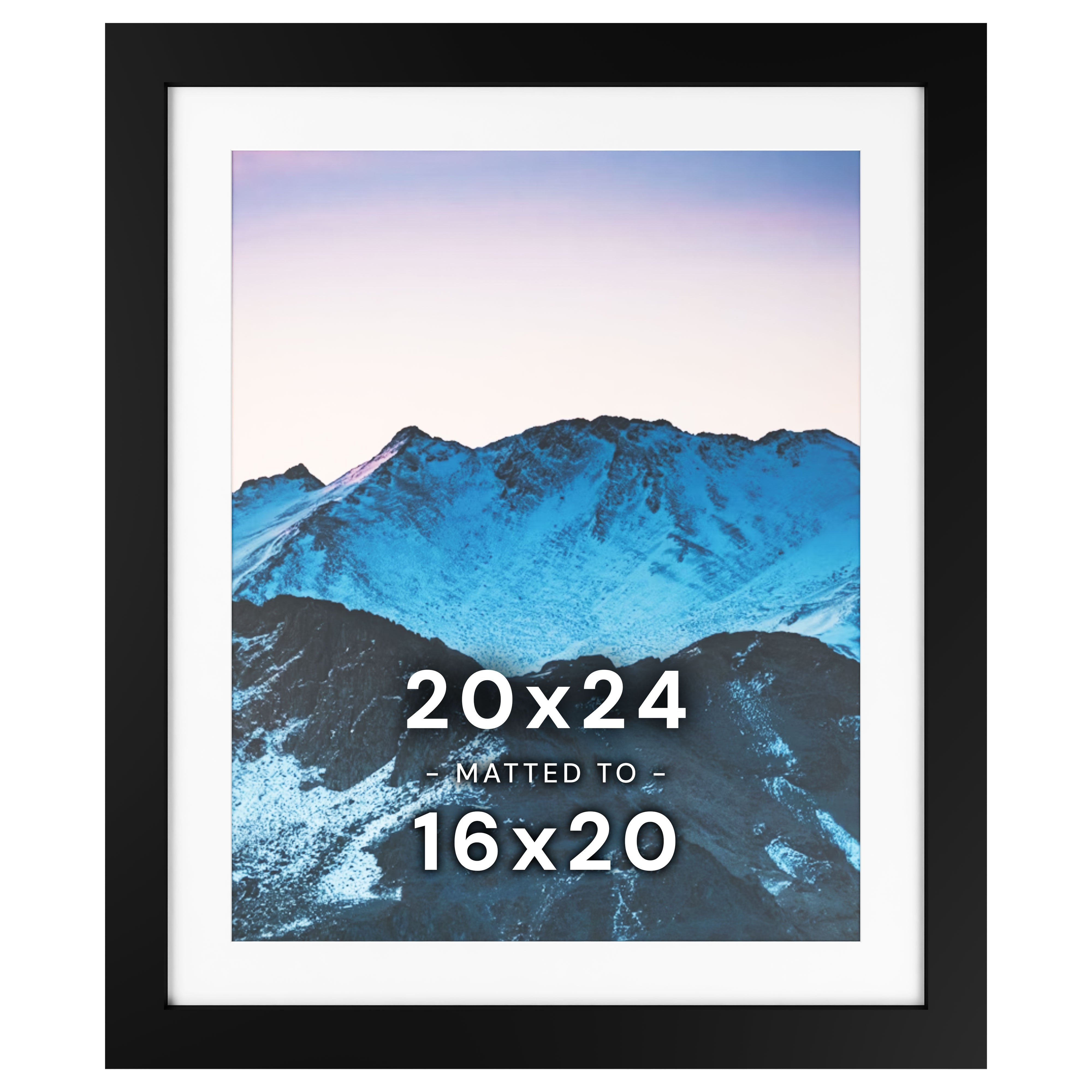 20x24 Solid Wood Frame, Matted to 16x20, Acrylic Front | Frame Amo