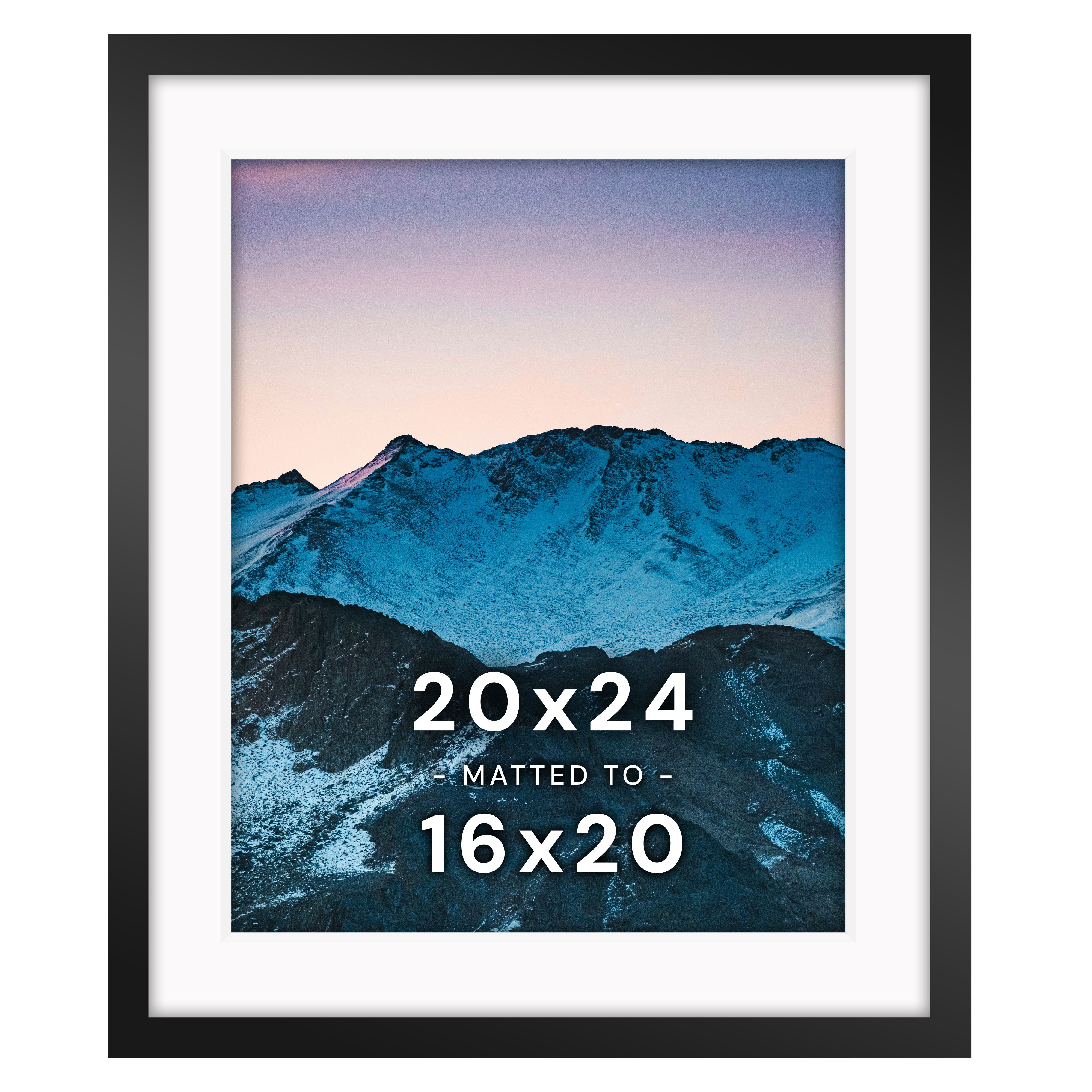 20x24 Solid Wood Frame, Matted to 16x20, Acrylic Front | Frame Amo