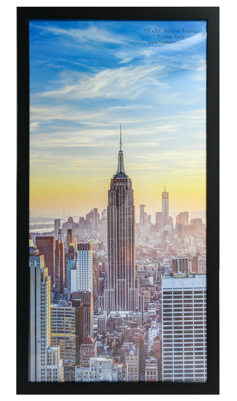 15x30 Modern Picture or Poster Frame, 1 inch Wide Border, Acrylic Front