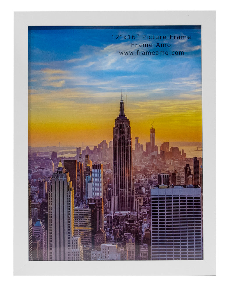 12x16 Modern Picture or Poster Frame, 1 inch Wide Border, Acrylic Front