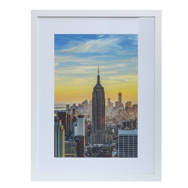 18x24-13x19 Modern Picture Frame, with White Mat, 1 inch Wide Border, Acrylic Front