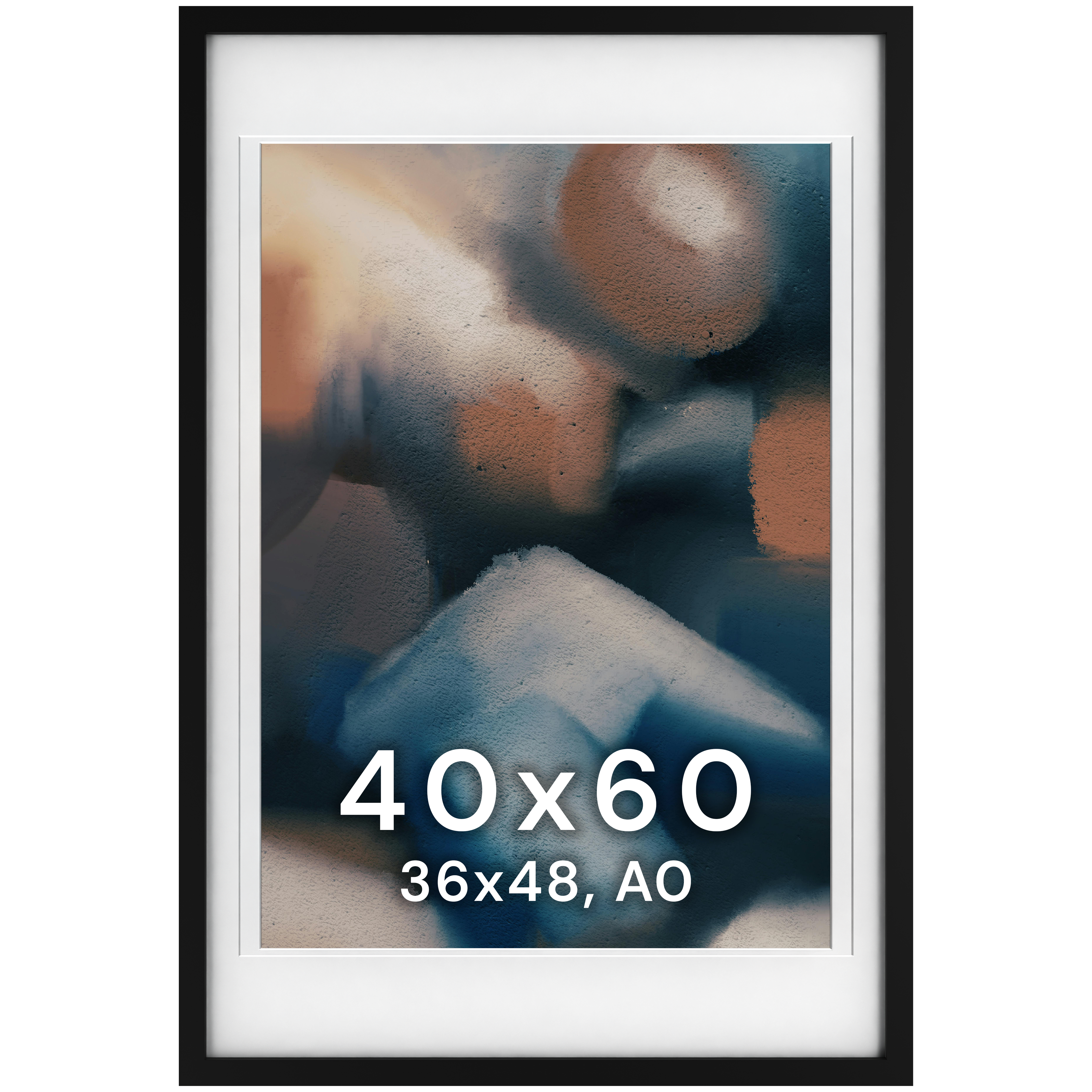 40x60 Wood Frame Double Matted to 36x48 and A0 - Acrylic