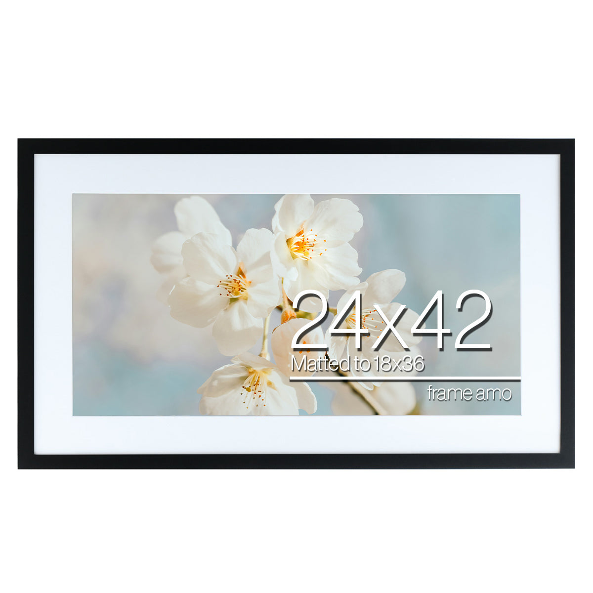 24x42-18x36 Poster Frame with 17.5x35.5 White Mat Opening, 1.25 Inch Wide and 1 Inch Thick Border, Acrylic Front