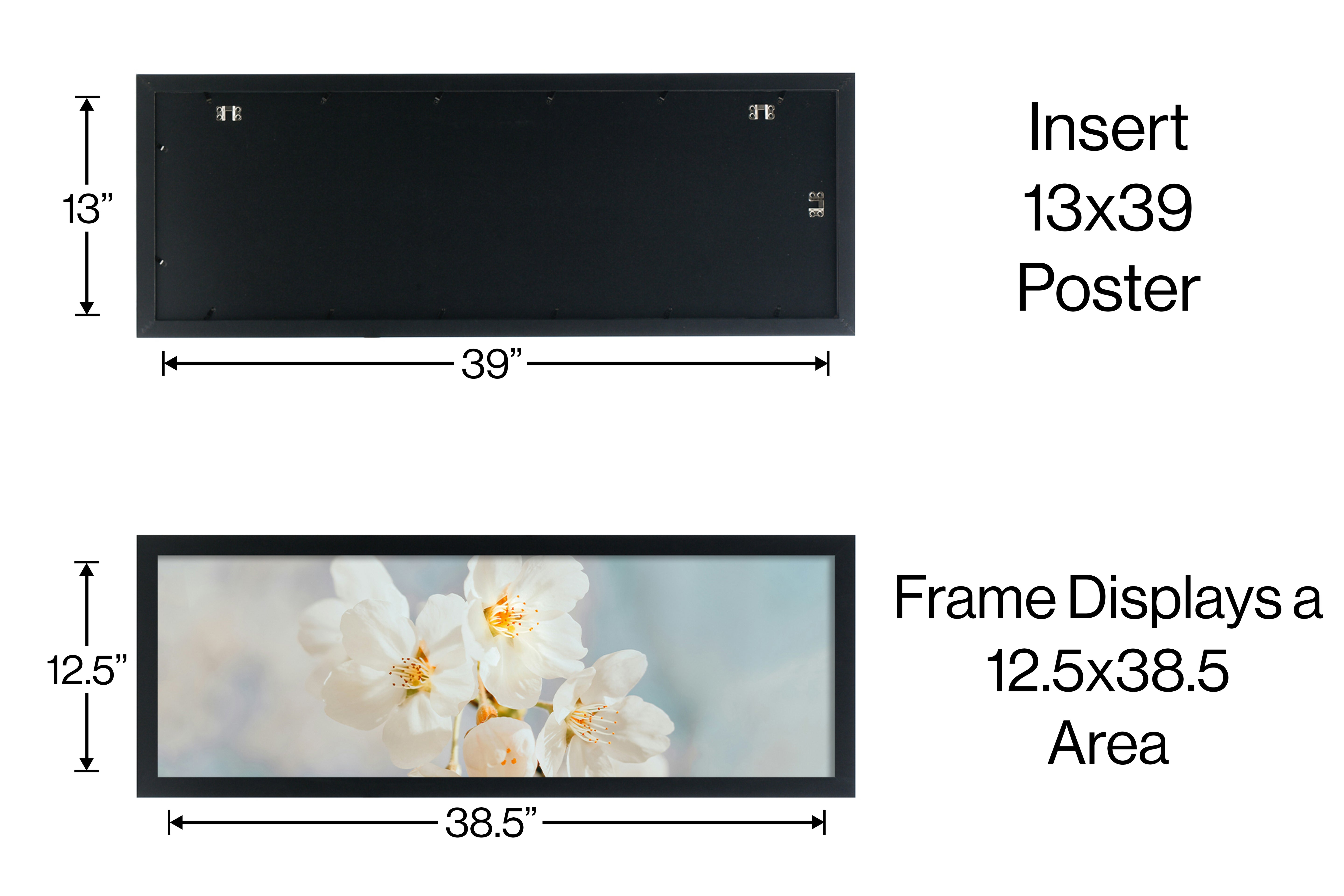 13x39 Modern Poster Frame, 1.25 Inch Wide and 1 Inch Thick Border, Acrylic Front