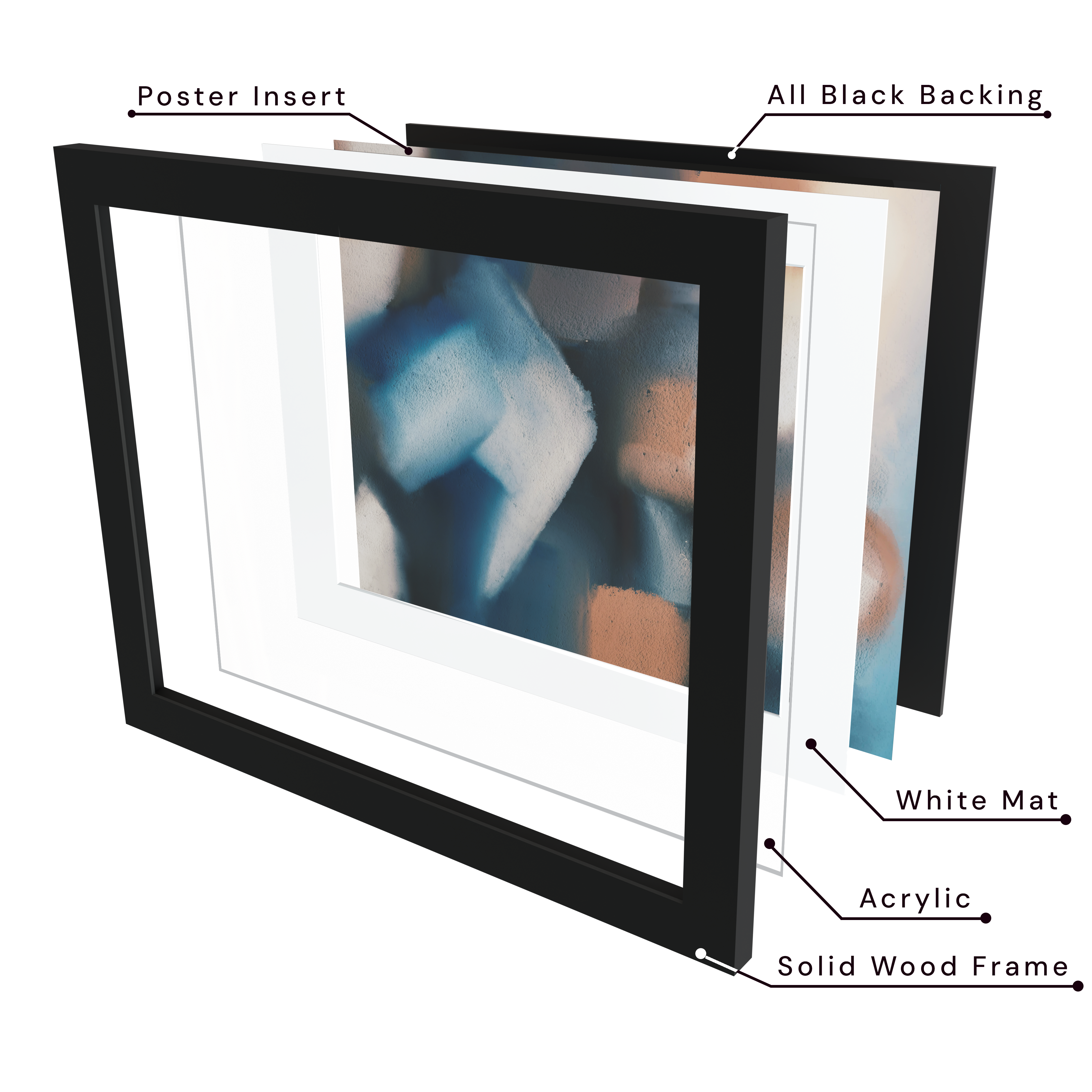 33x44 Matted Wood Frame